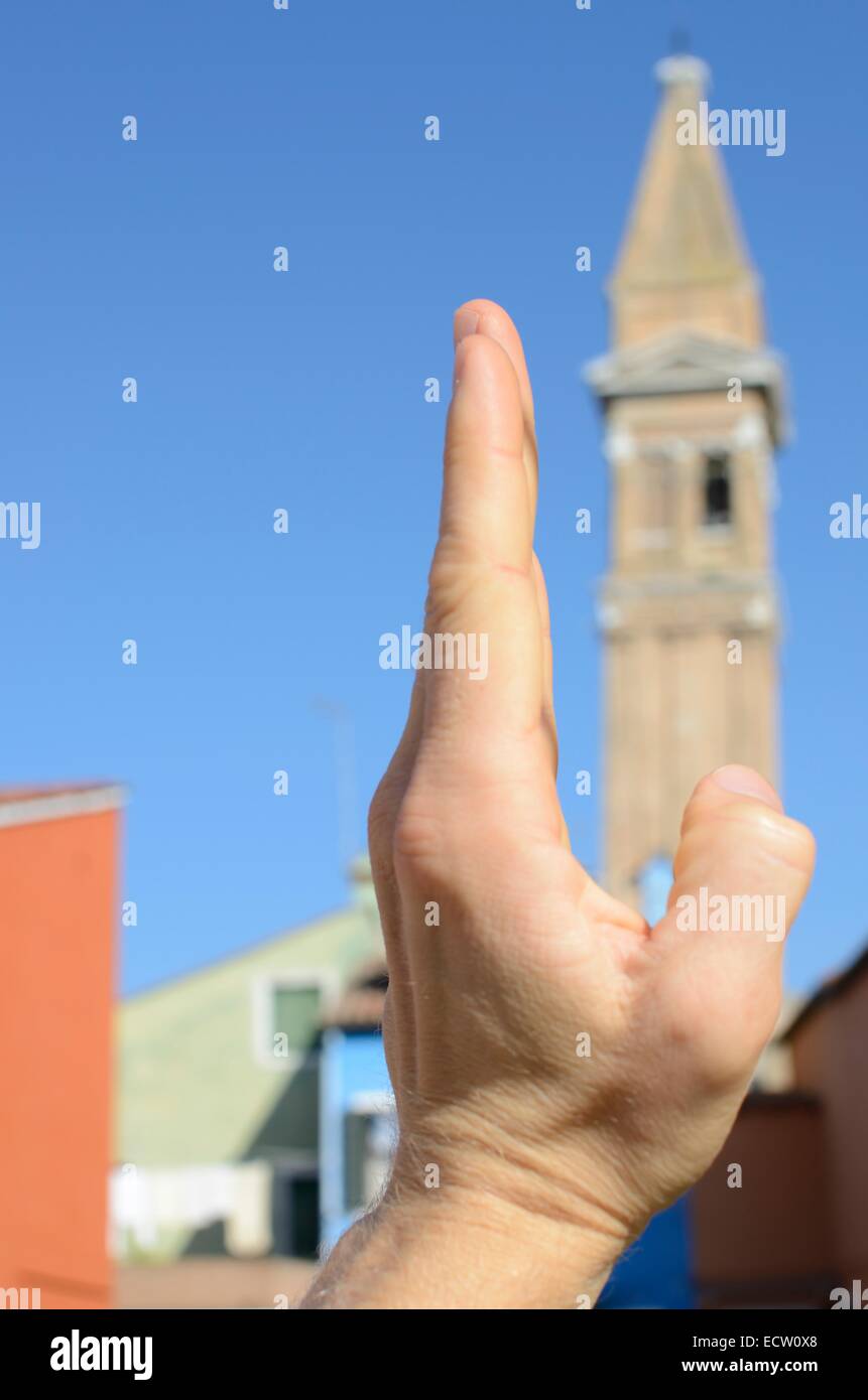 Le Campanile de San Martino église de l'île de Burano, Venise, Italie Banque D'Images