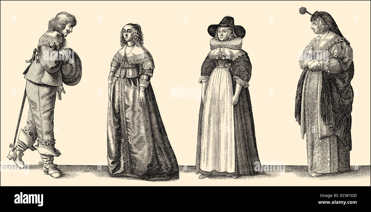 La mode traditionnelle au 17e siècle, l'Europe, Mode im 17. Jahrhundert Banque D'Images