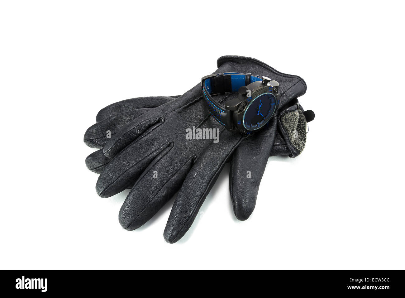 Montres de sport et des gants en cuir pour les hommes Banque D'Images