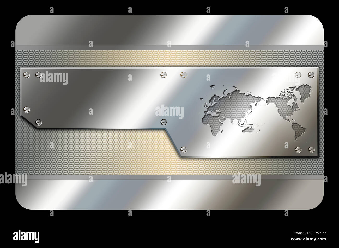 Modèle de carte de visite. Résumé fond métal avec carte du monde pour