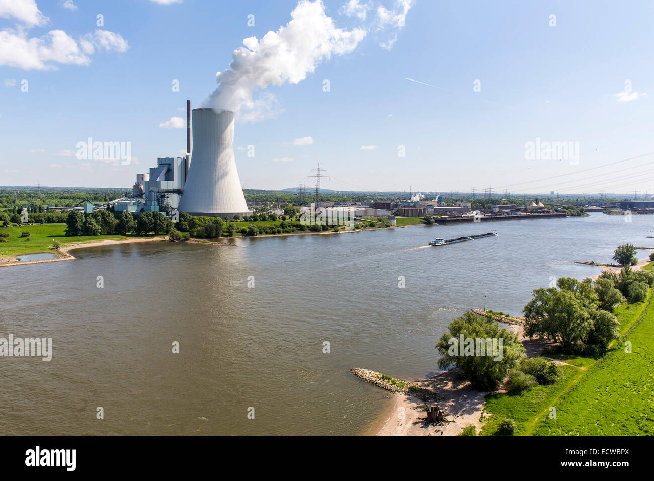 STEAG centrale de charbon Walsum, sur le Rhin à Duisburg, tour de refroidissement géant, bloc 10, Banque D'Images