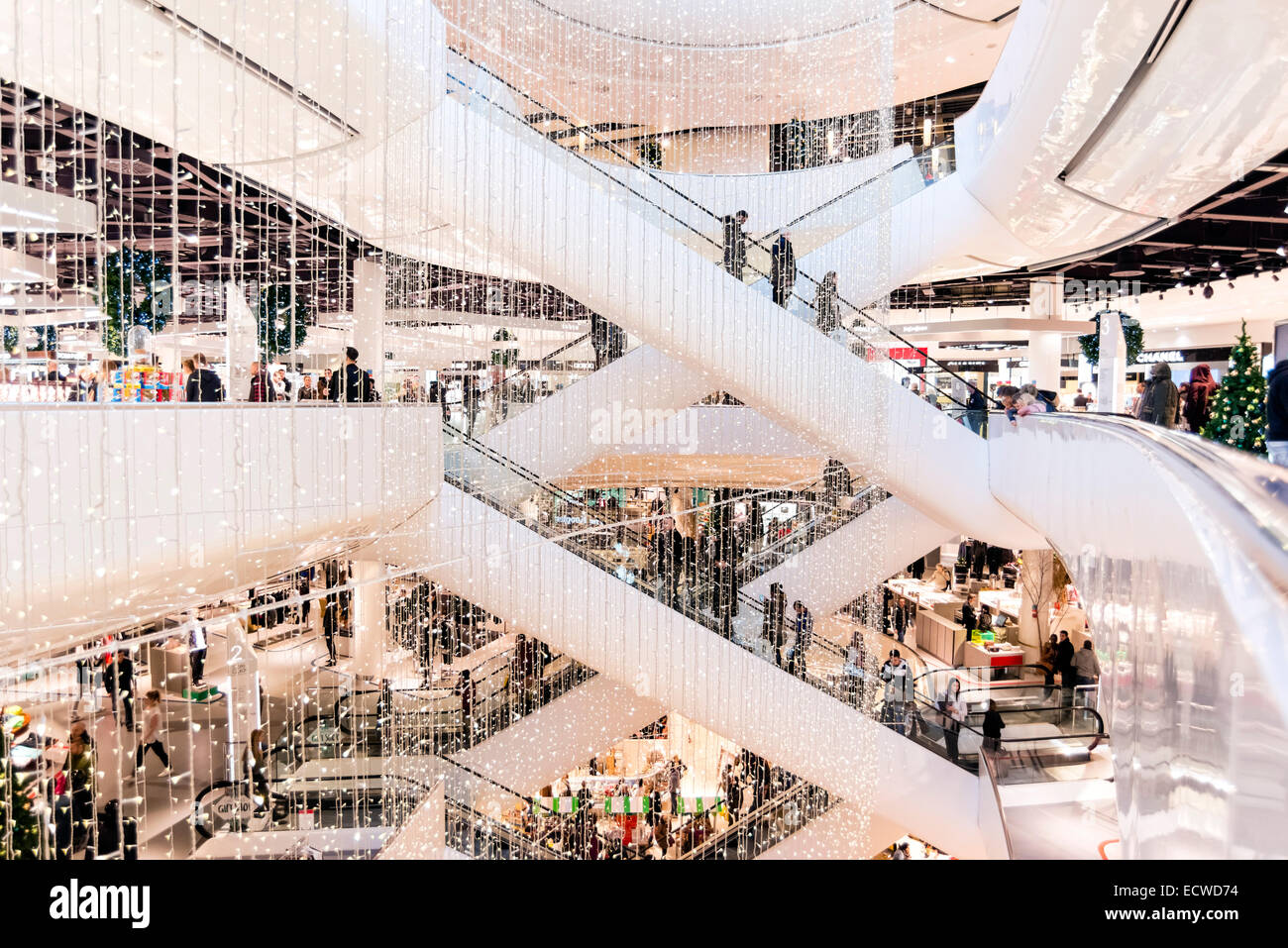 Escaliers mécaniques dans le Selfridge's store, Birmingham, UK. Banque D'Images