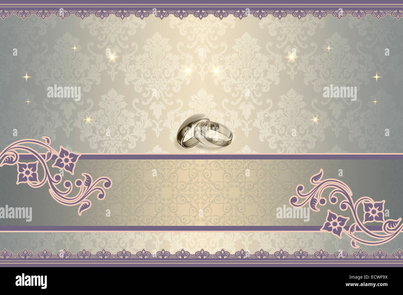 De Jolis Motifs De Fond Elegant Et Anneaux D Or Pour La Conception De Carte D Invitation De Mariage Photo Stock Alamy