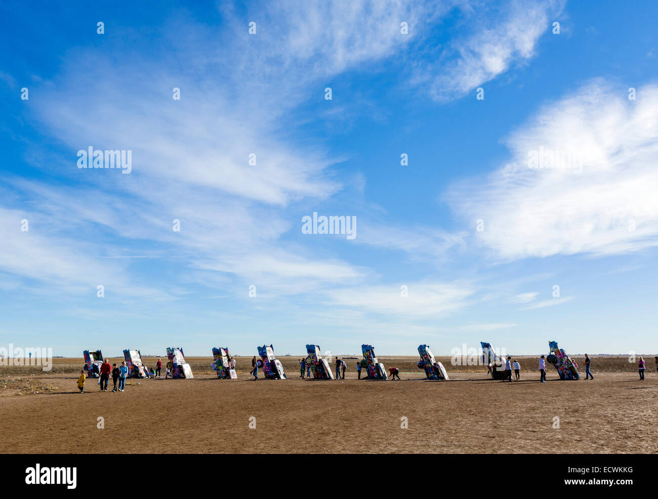 Cadillac Ranch, une installation d'art public juste à l'extérieur de Amarillo, Texas, USA Banque D'Images
