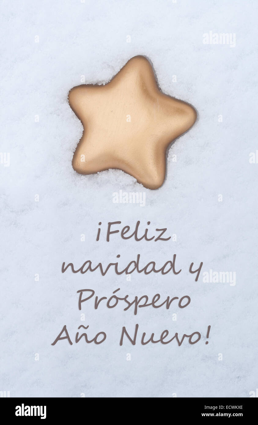 Carte de Noël espagnol avec Golden Star Photo Stock Alamy