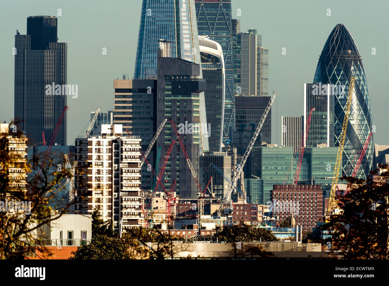 Vues de Londres du sud y compris Guy's Hospital et le quartier financier de Londres, connu sous le nom de la ville ou d'un kilomètre carré Banque D'Images