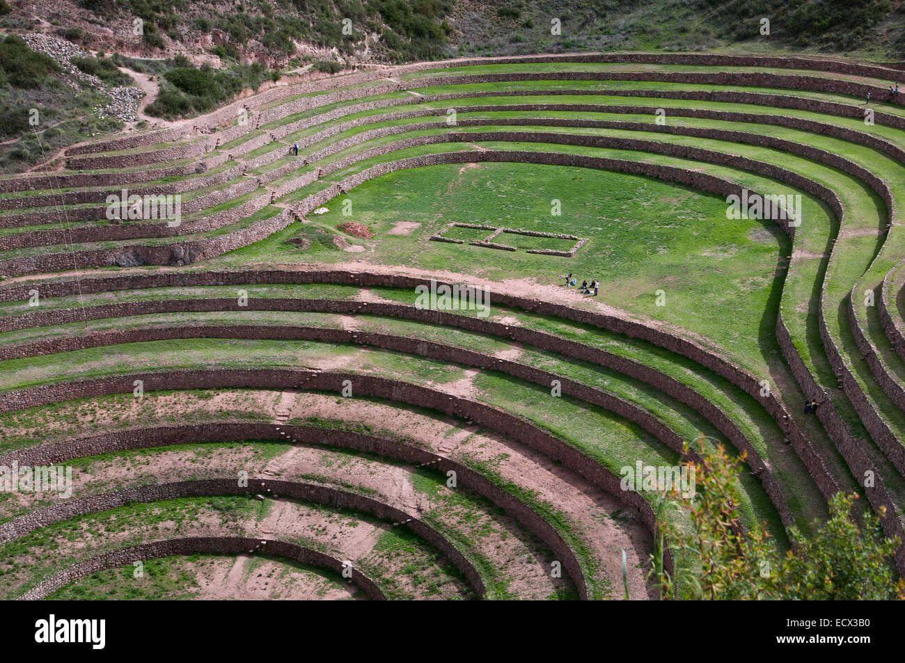 Ruines de Moray au Pérou dans la Vallée Sacrée Banque D'Images