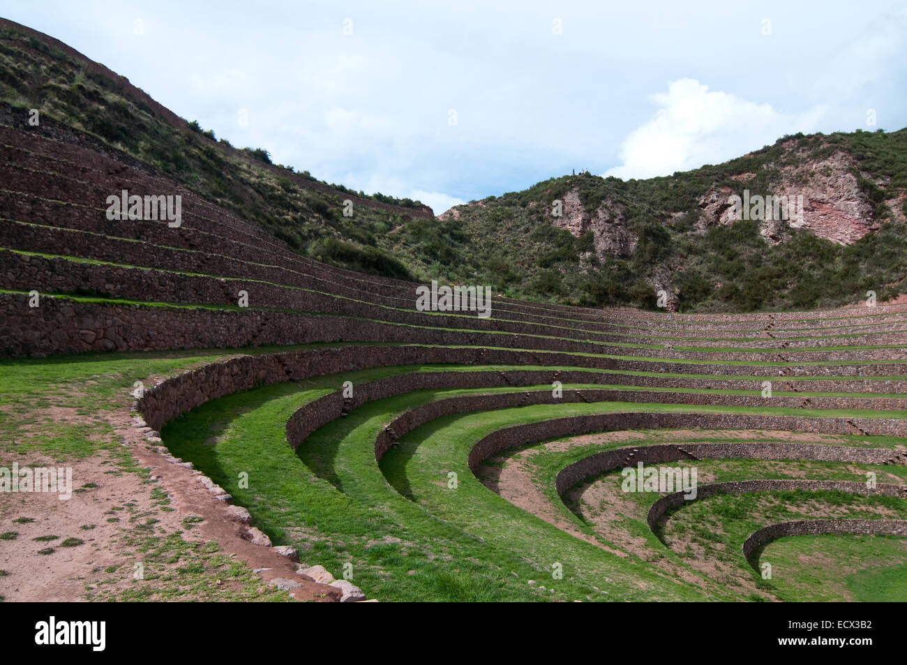 Ruines de Moray au Pérou dans la Vallée Sacrée Banque D'Images