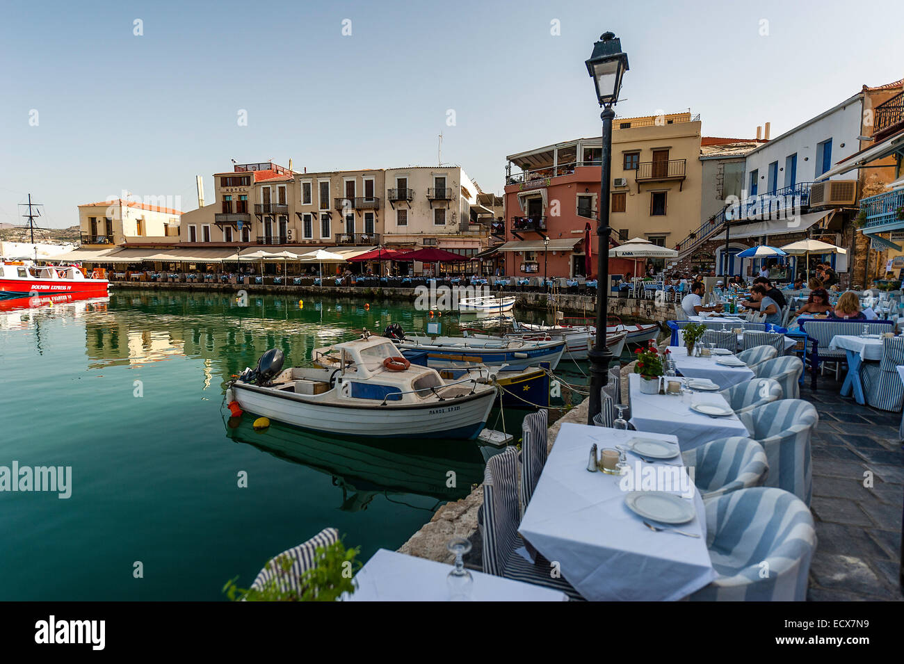 Des restaurants de Rethimnon, Crète , Grèce Banque D'Images