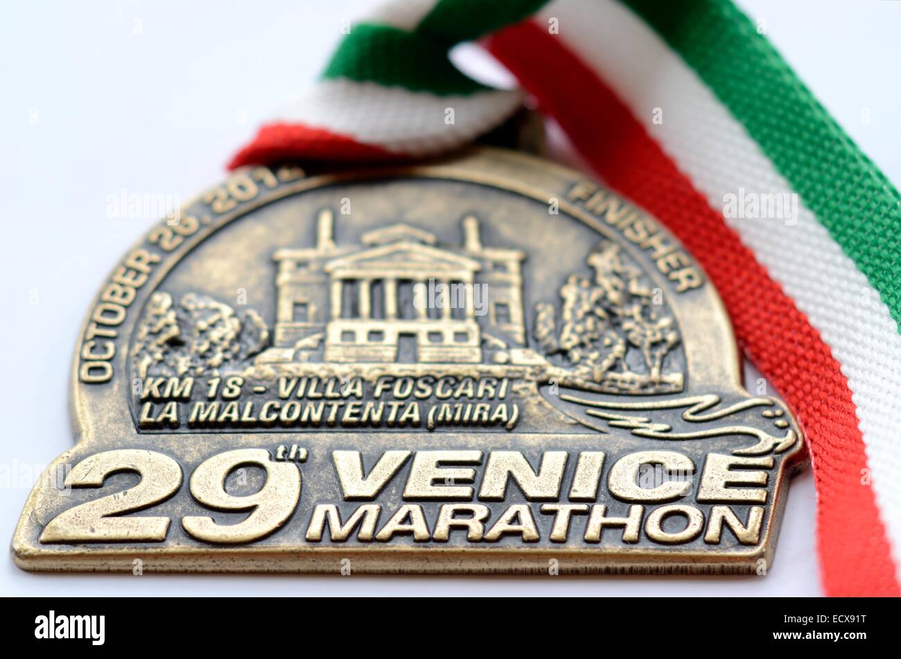 Marathon de Venise 2014 Médaille du module de finition Banque D'Images