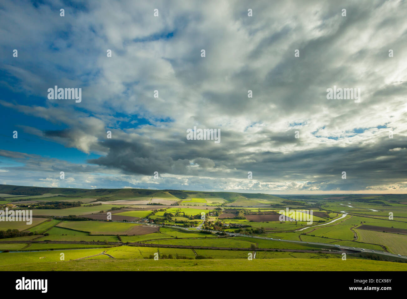 Après-midi d'automne vue depuis le mont Caburn près de Glynde, East Sussex, Angleterre. Banque D'Images