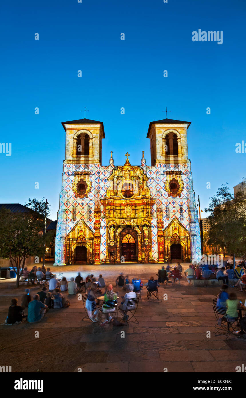 Saga light show à San Antonio, TX Banque D'Images