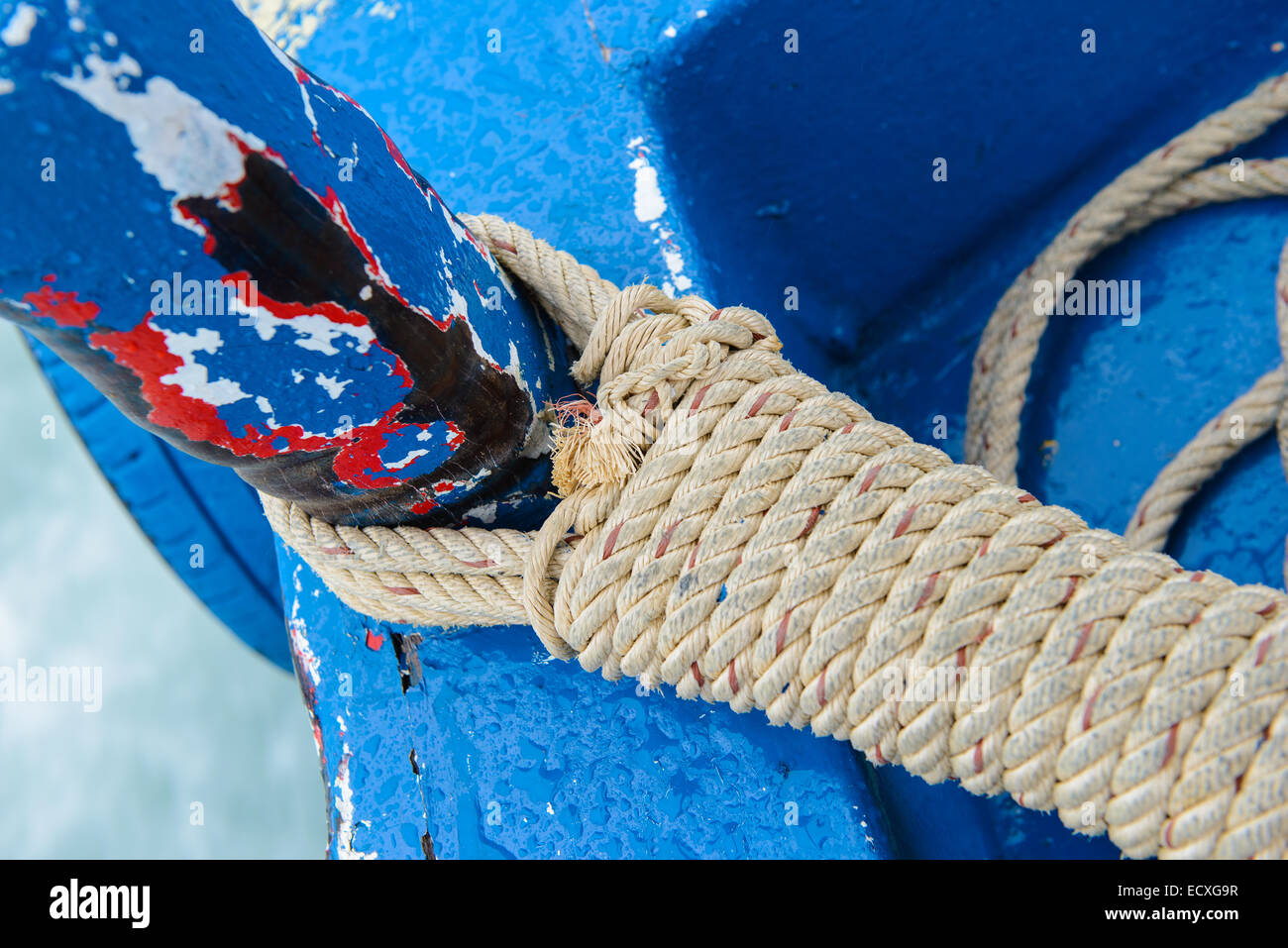 Corde d'amarrage dans un navire Banque D'Images