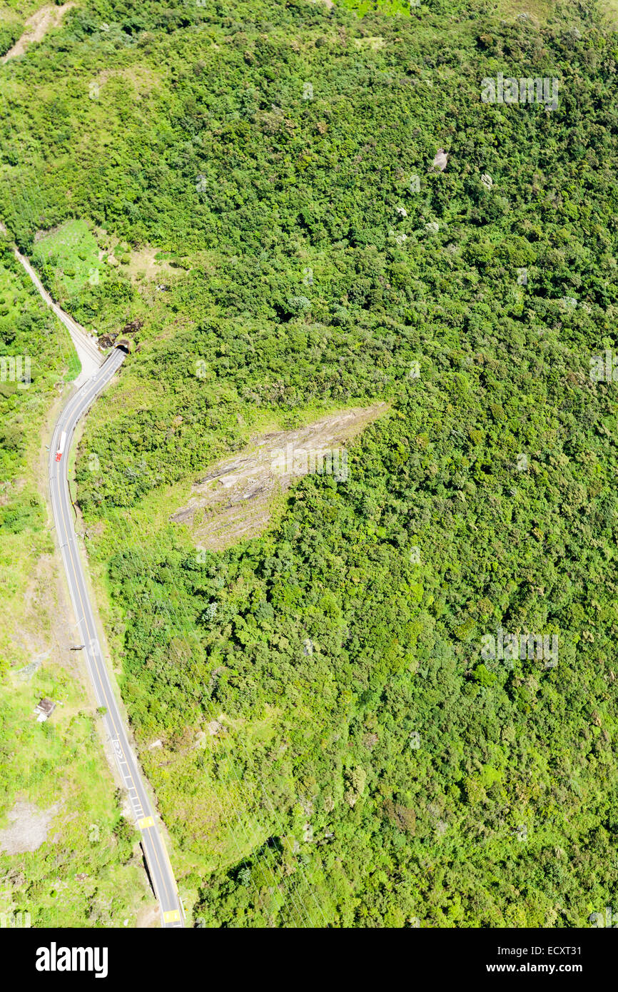 La route panaméricaine dans les Andes Tungurahua Equateur Province aérienne pour la Haute Altitude Banque D'Images