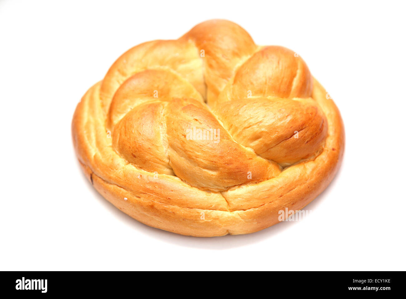 Pain rond sur fond blanc Banque D'Images
