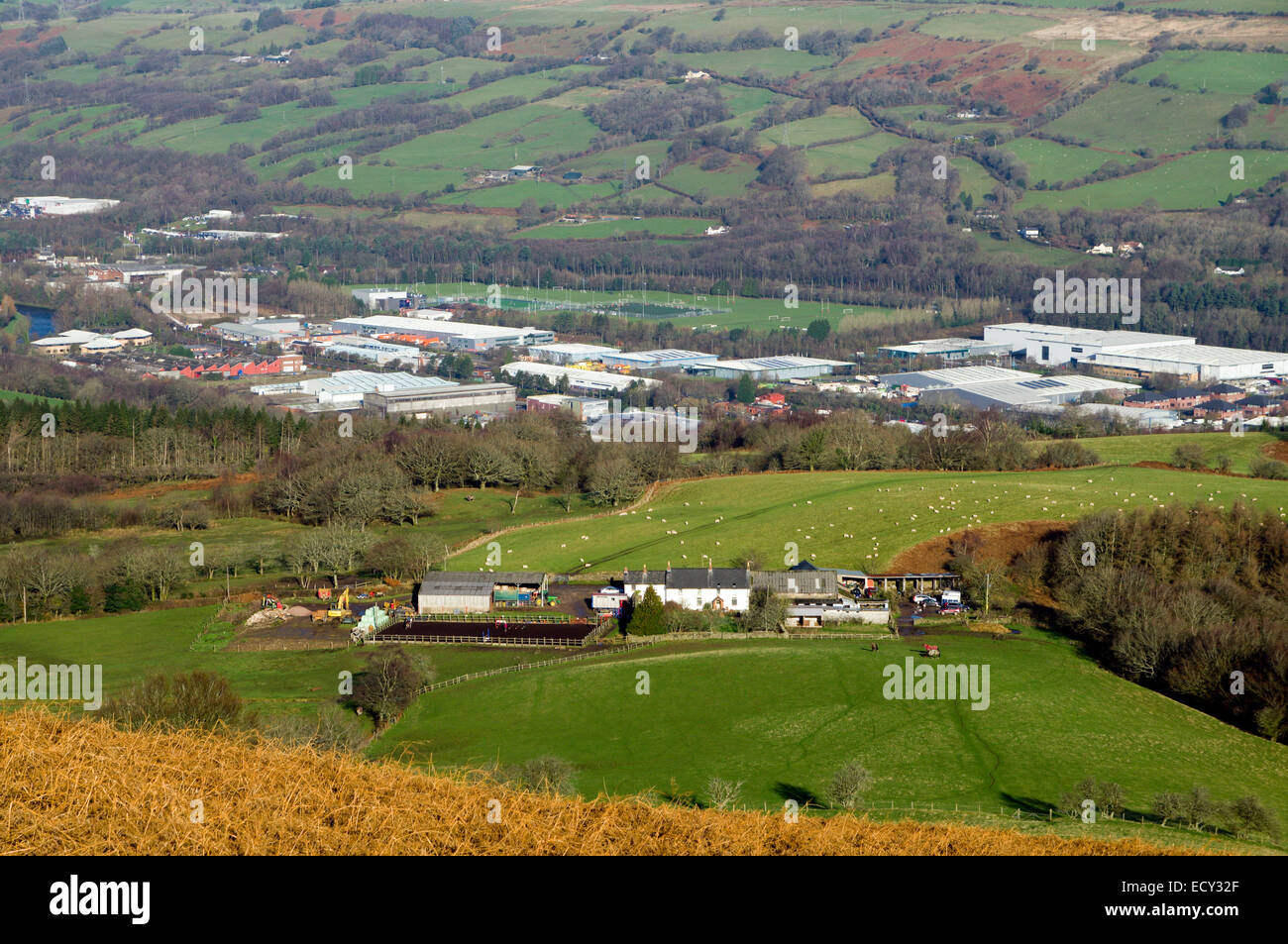 Trefforest Industrial Estate de la montagne, bien Taffs Garth, South Wales Valleys, Pays de Galles, Royaume-Uni. Banque D'Images