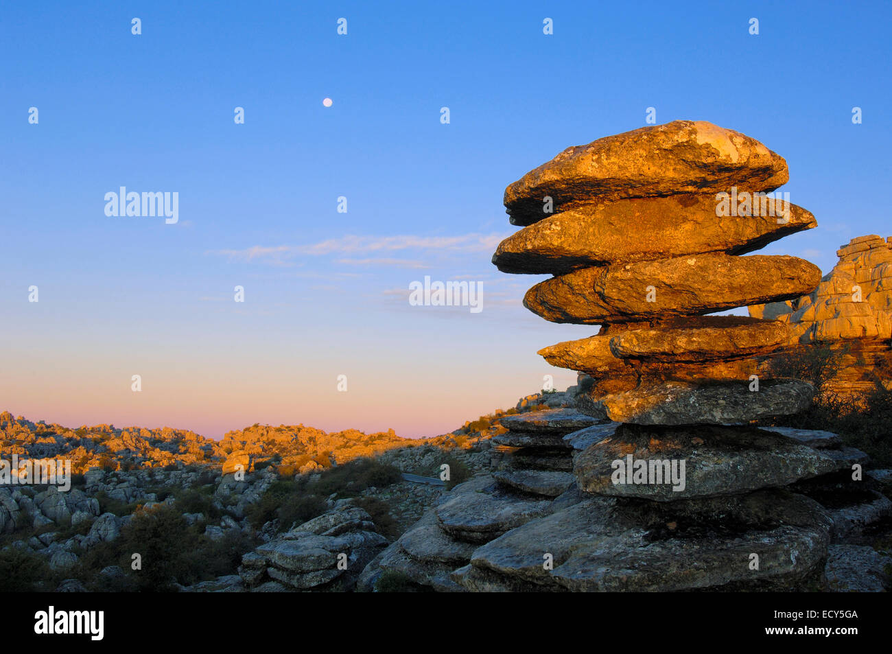 Groupe de travail sur l'érosion des calcaires du Jurassique, Torcal de Antequera, province de Málaga, Andalousie, Espagne, Europe Banque D'Images