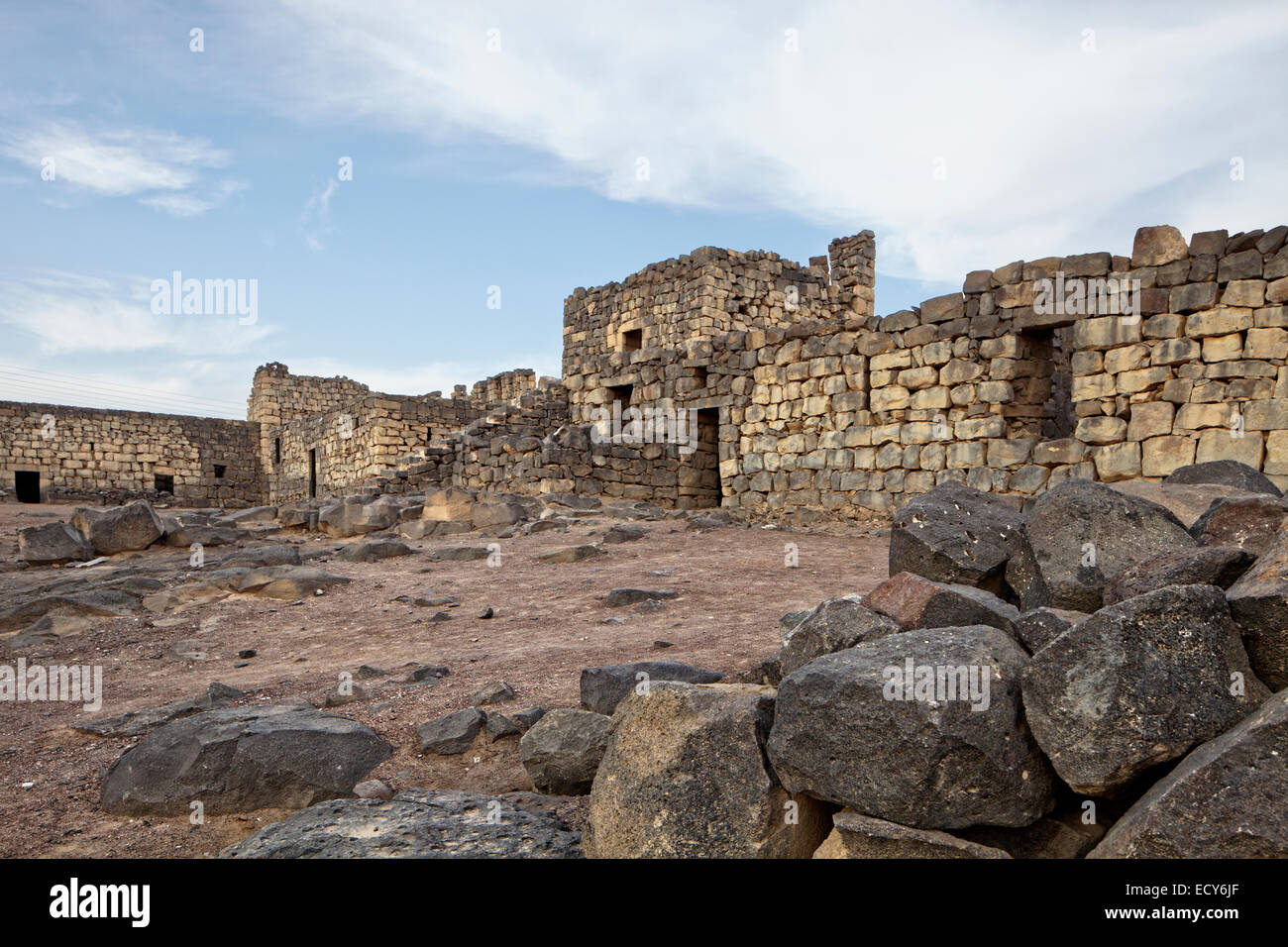 Château du désert Qasr Al-Azraq Fort, 1917 Siège de Lawrence d'Arabie pendant la révolte arabe contre l'Empire Ottoman Banque D'Images