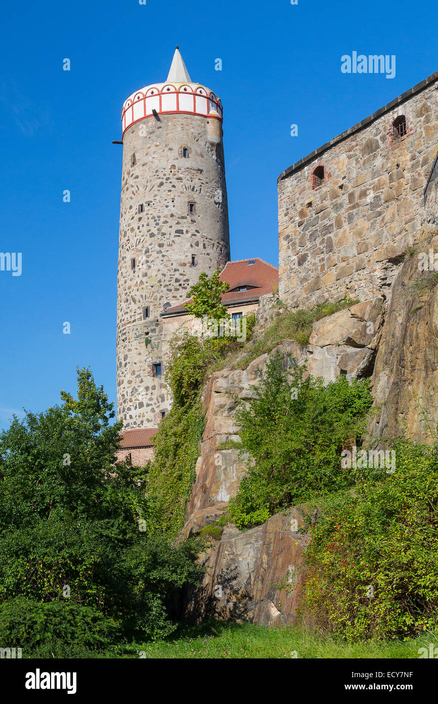 Mur de la ville avec la tour de l'ancien aqueduc, Bautzen, Saxe, Allemagne Banque D'Images