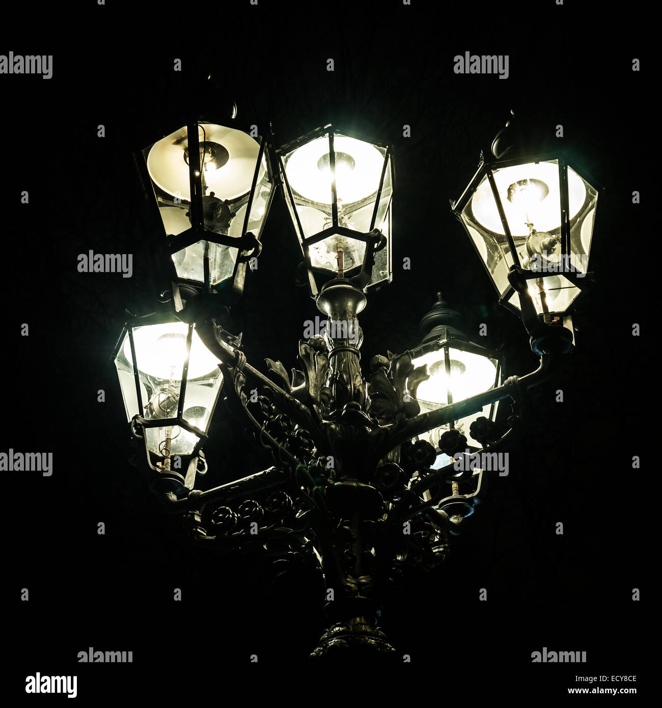 Lanterne de rue de nuit dans Tiergarten Berlin Banque D'Images