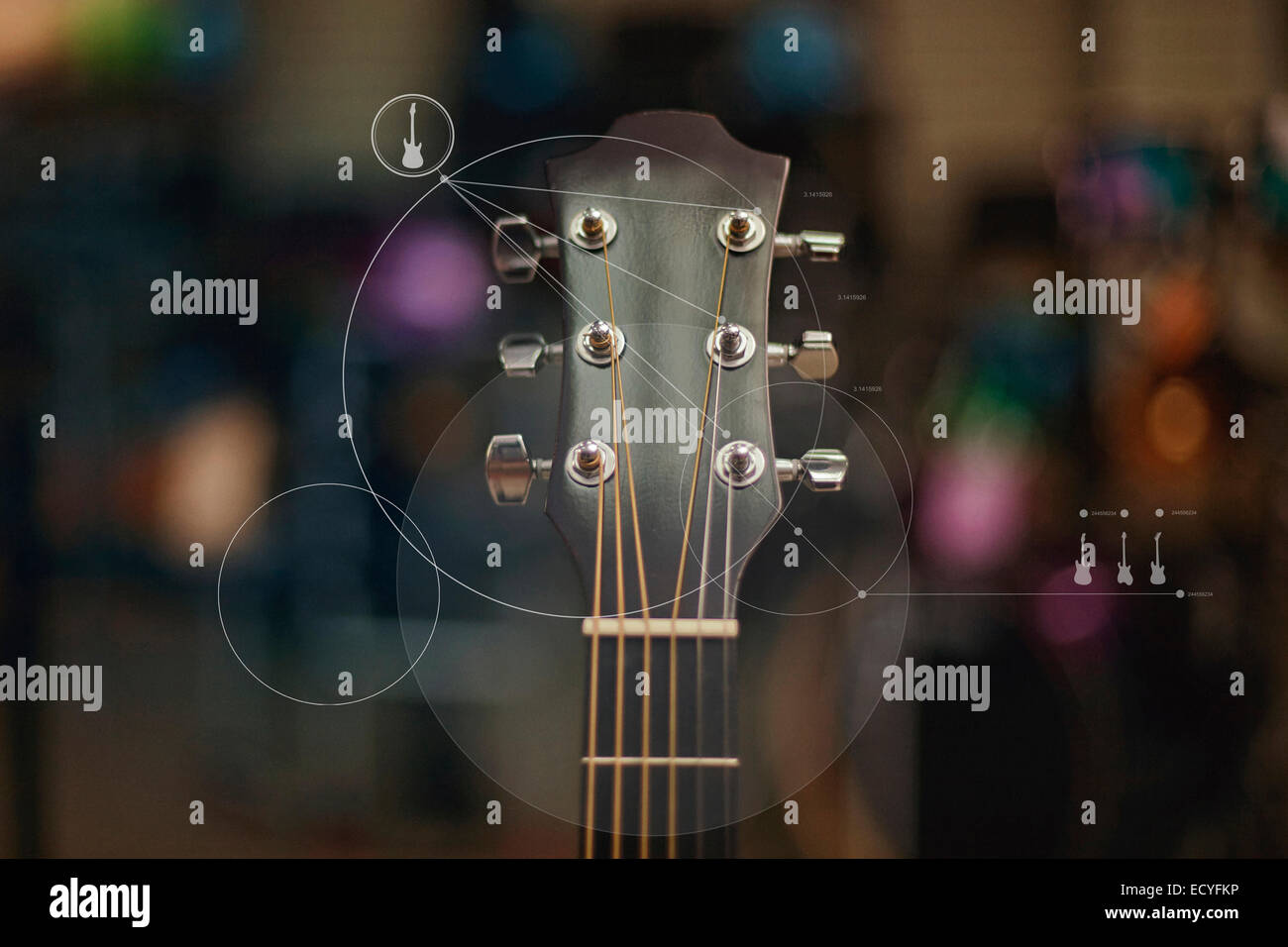 Close up of guitar superposées avec la conception graphique Banque D'Images