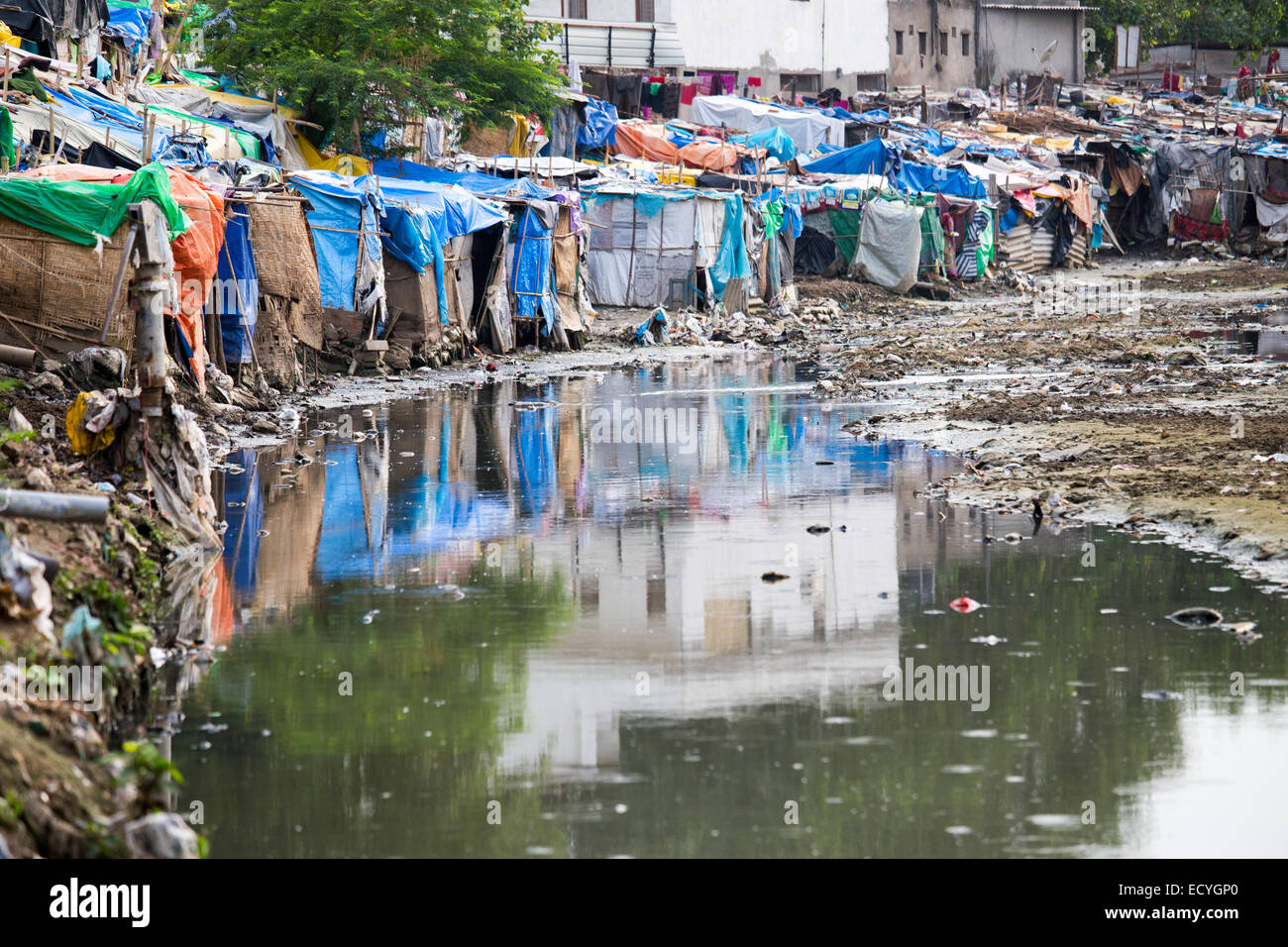 Bidonvilles de Delhi, Inde Banque D'Images