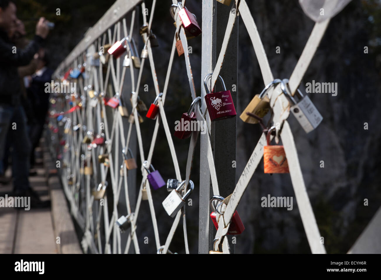 Serrures de l'amour Marie Bridge près de château de Neuschwanstein Banque D'Images