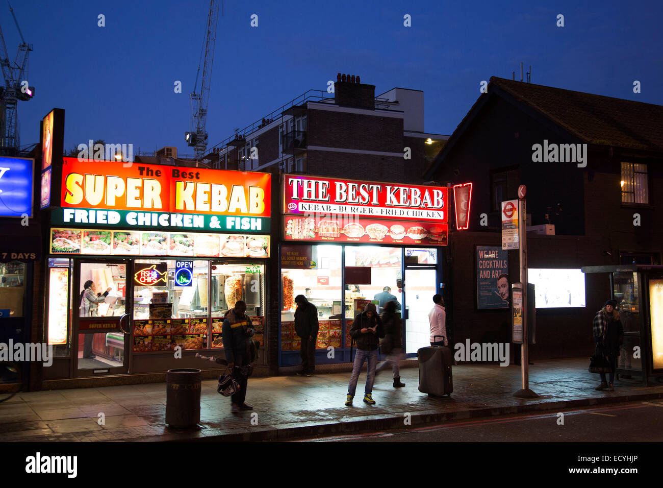 De kebab fast food restaurant sur City Road à East London, UK. Banque D'Images