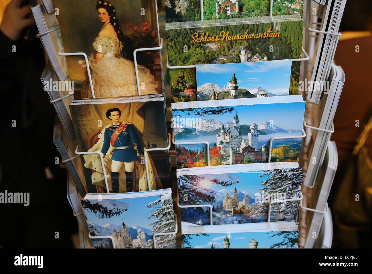 Carte postale allemande nouveau château de Neuschwanstein swan stone Banque D'Images