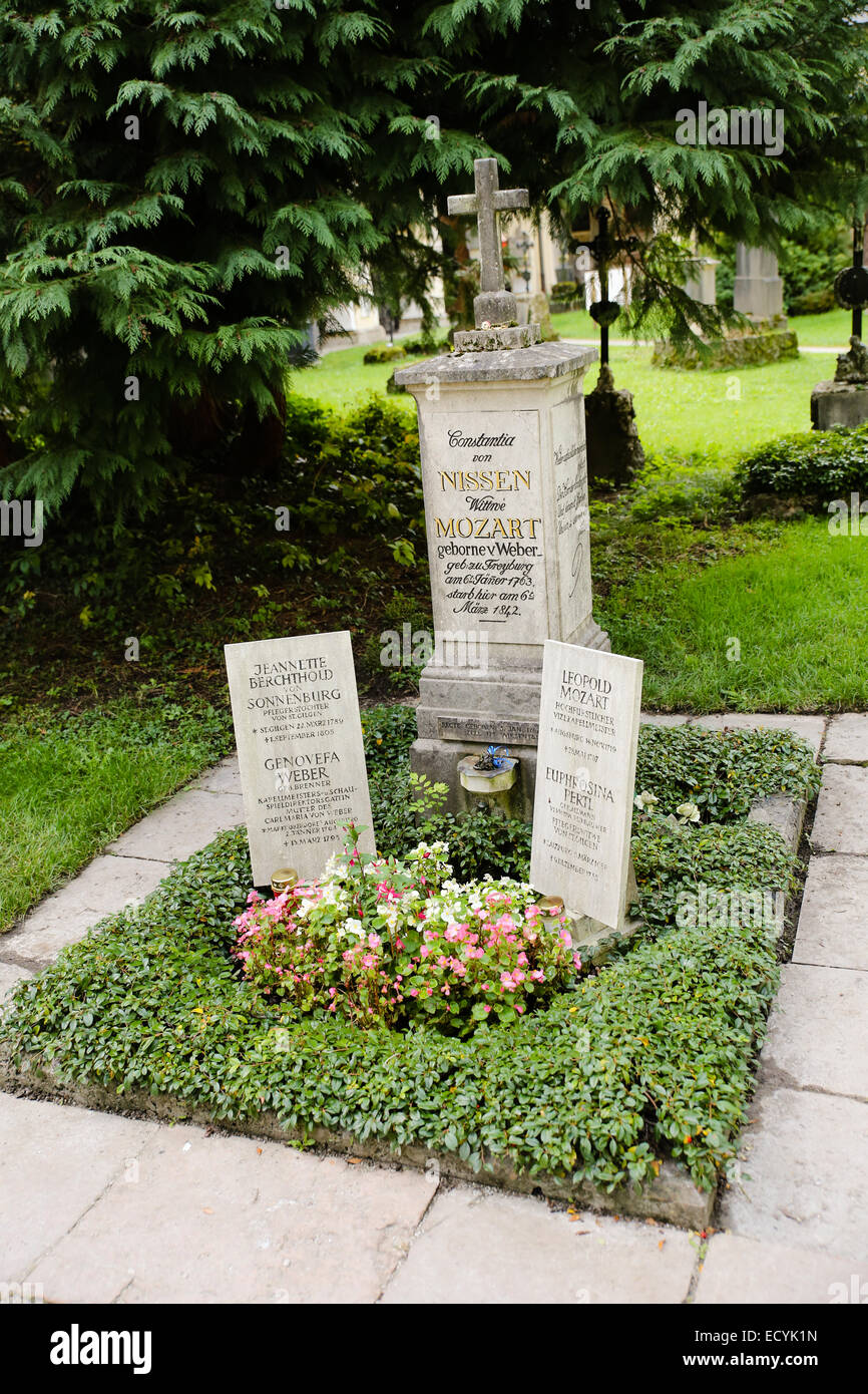 Épouse Constanze Mozart tombe pierre tombale Banque D'Images