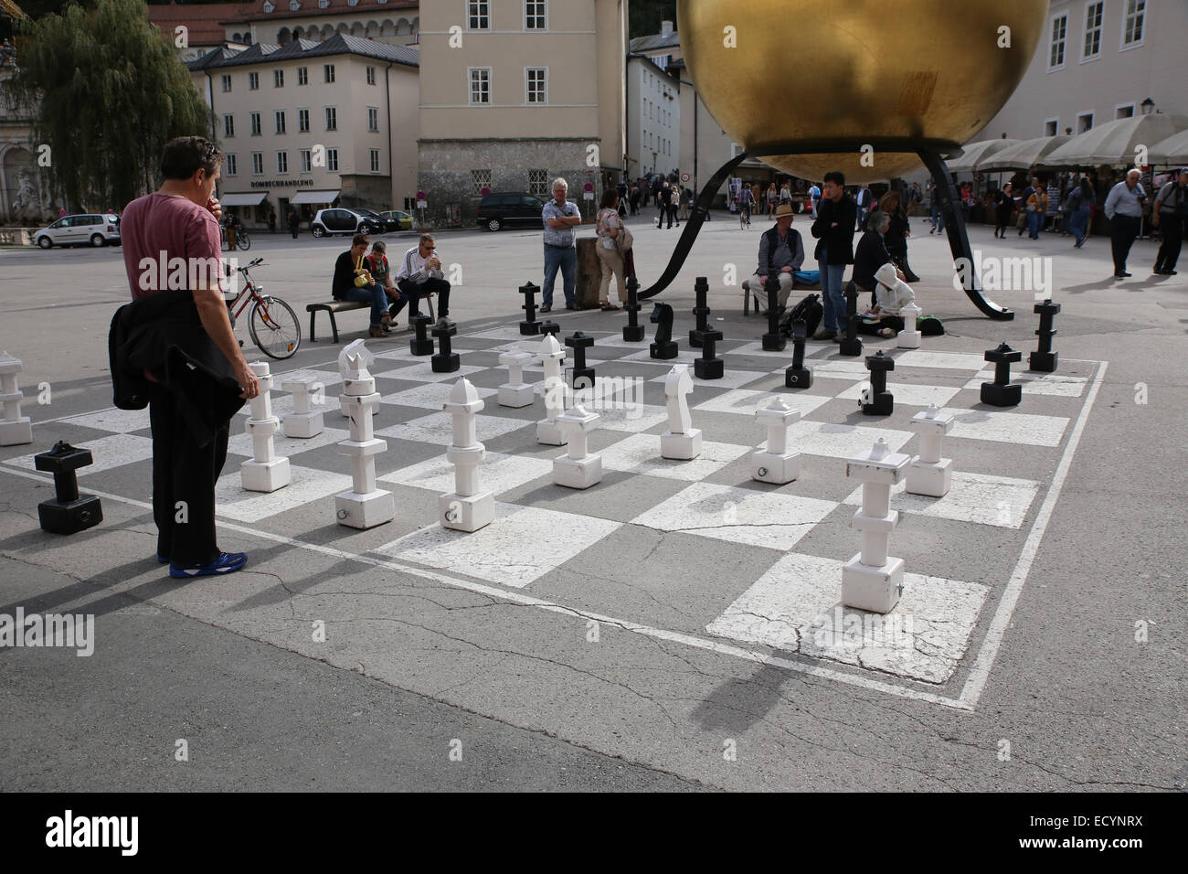 Salzbourg Kapitelplatz square chess board Banque D'Images