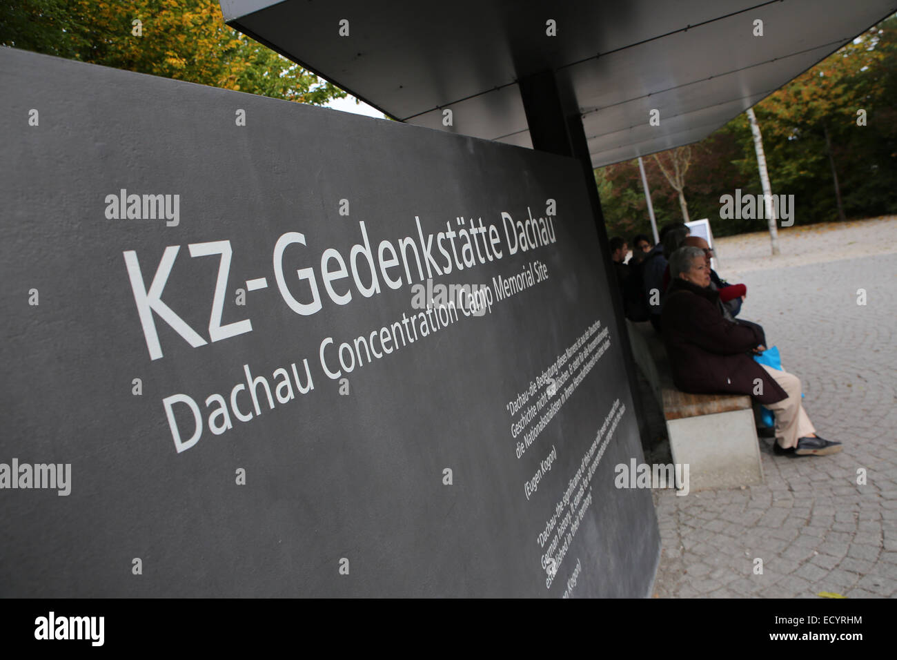 Mémorial du camp de concentration de Dachau site sign Banque D'Images