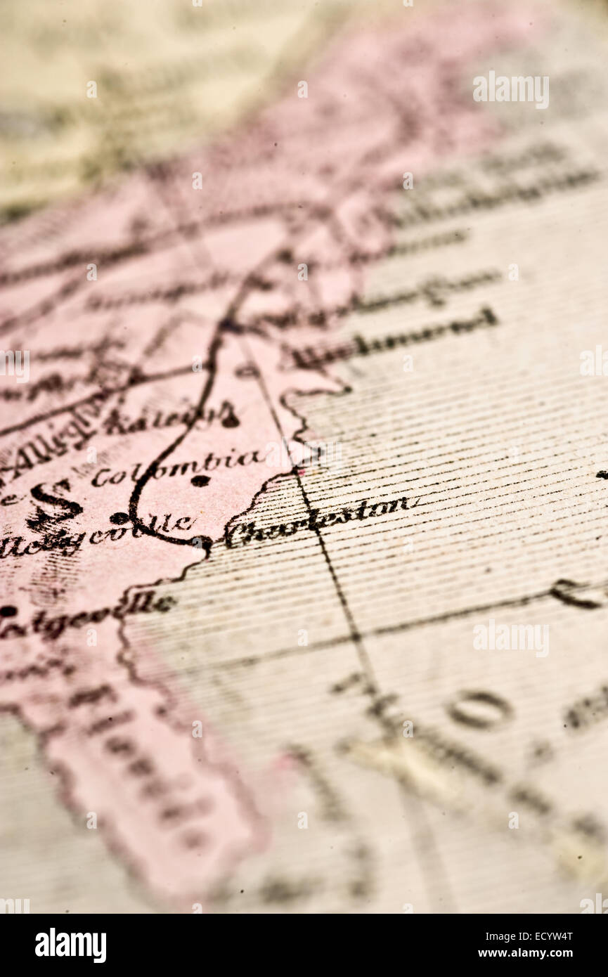 Meubles en vers 1832 Carte de la côte est des États-Unis. Banque D'Images