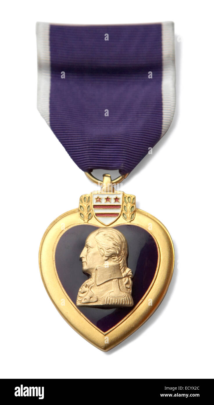 Purple Heart médaille en forme de cœur à l'intérieur d'une bordure d'or Banque D'Images