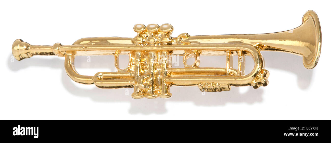 Petite broche trompette d'or Photo Stock - Alamy