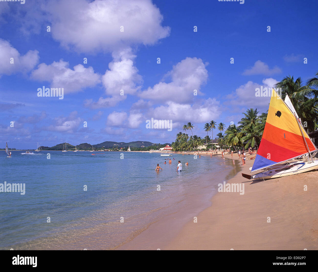 La plage de Reduit, Gros Islet, Saint Lucia, Lesser Antilles, Caribbean Banque D'Images