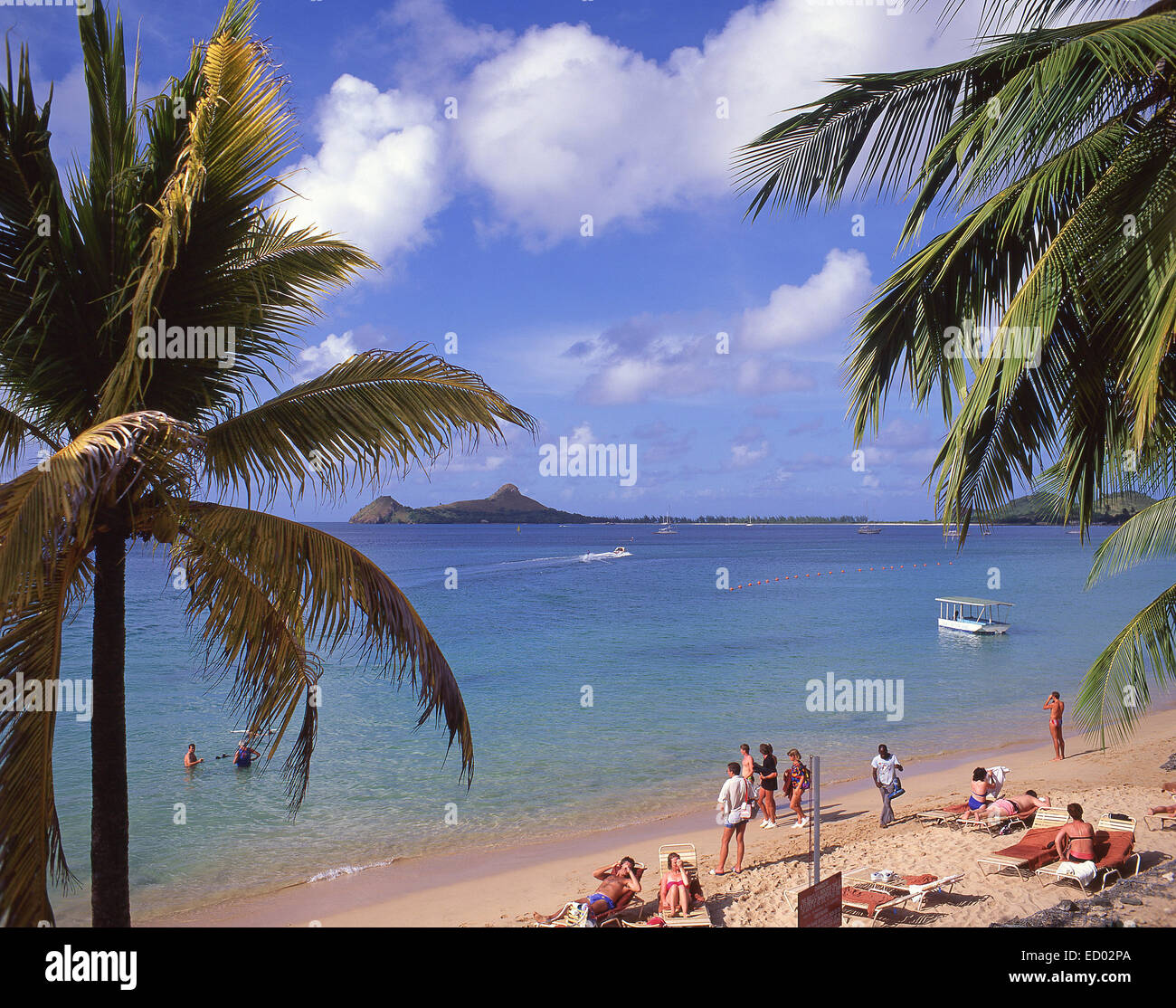 La plage de Reduit, Gros Islet, Saint Lucia, Lesser Antilles, Caribbean Banque D'Images