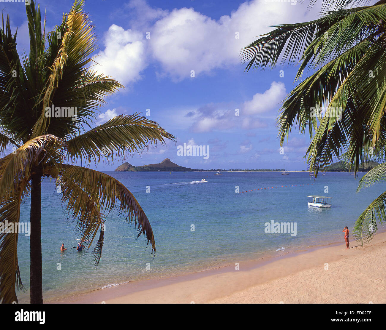 La plage de Reduit, Gros Islet, Saint Lucia, Lesser Antilles, Caribbean Banque D'Images