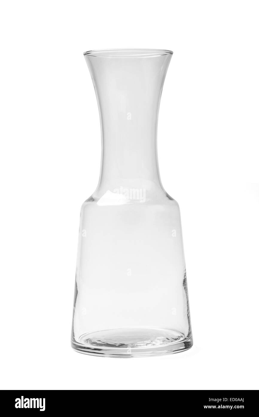 Carafe à Vin rouge vide - with clipping path, isolé sur fond blanc. Banque D'Images