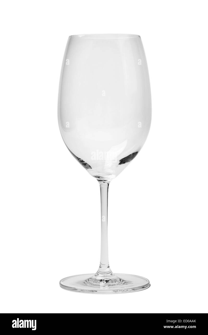 Verre à vin rouge vide - with clipping path, isolé sur fond blanc. Banque D'Images