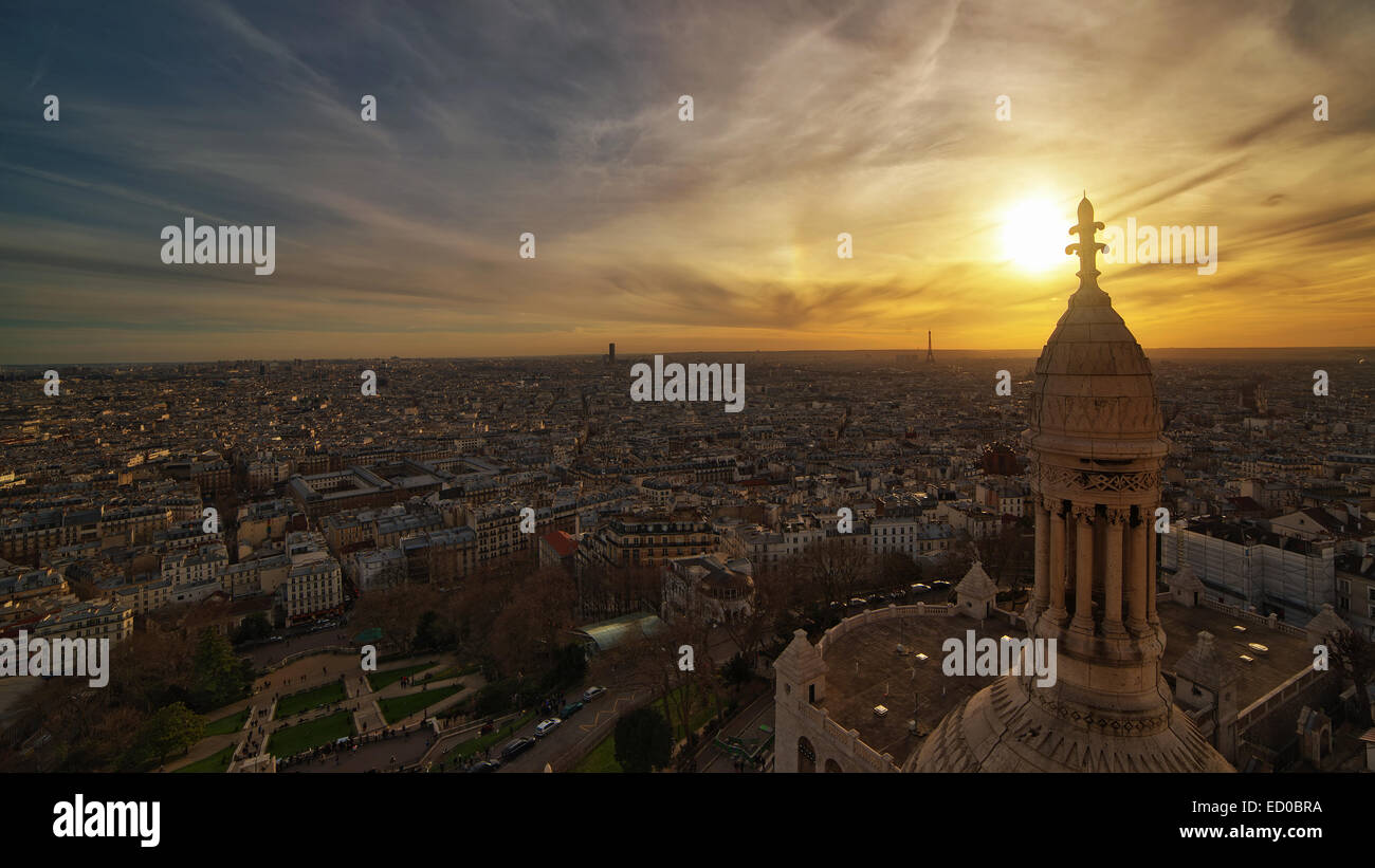 France, Paris, Montparnasse, Vue du haut du Sacré Coeur Banque D'Images