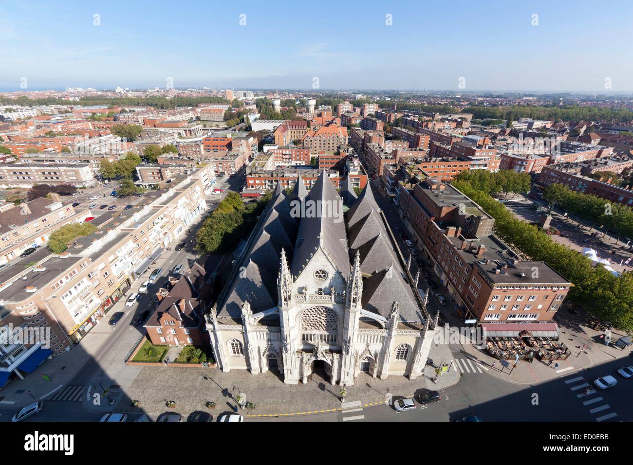 France, Nord, Dunkerque, en vue de l'église Saint-éloi du beffroi Saint-eloi Banque D'Images