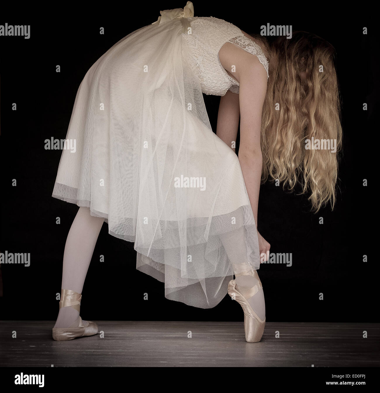 Danseuse de ballet ballet shoes sur ruban de réglage Banque D'Images