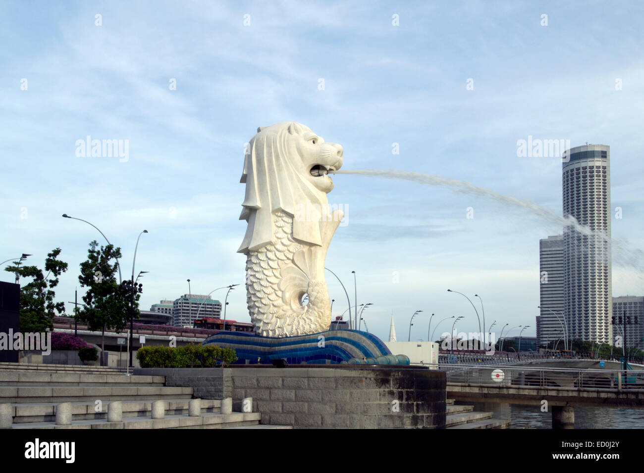 La fontaine du Lion, , Parc Merlion, Singapour. Banque D'Images