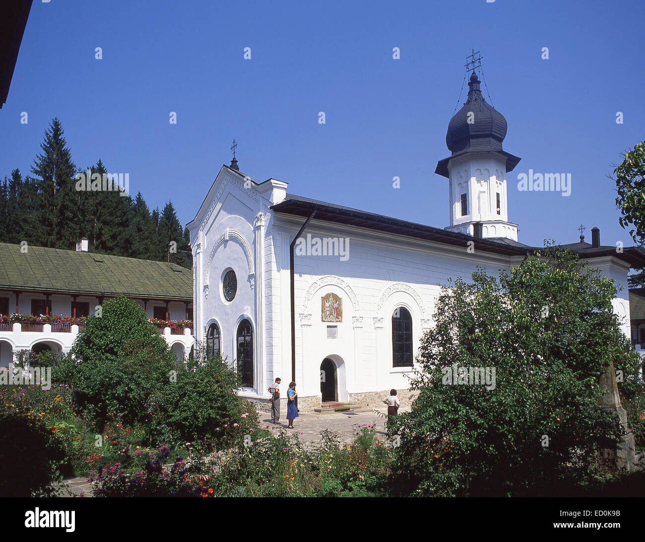 La monastère Agapia (églises peintes de Moldavie), Agapia, Neamt, du Nord-Est Région de la Moldavie, Roumanie Banque D'Images