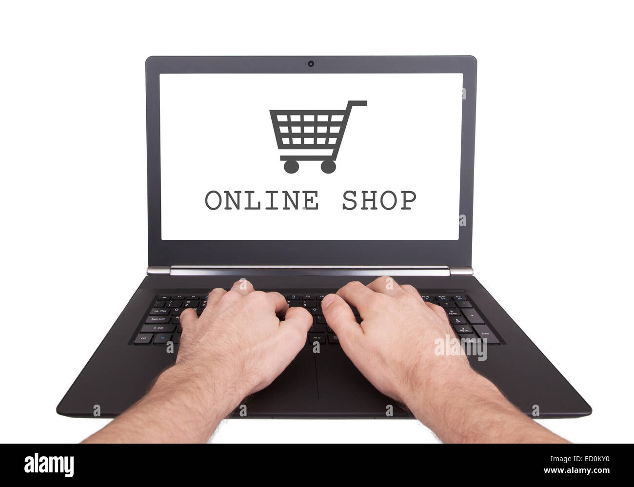Man working on laptop, online shop, isolé Banque D'Images Man working on laptop, online shop, isolé Banque D'Images