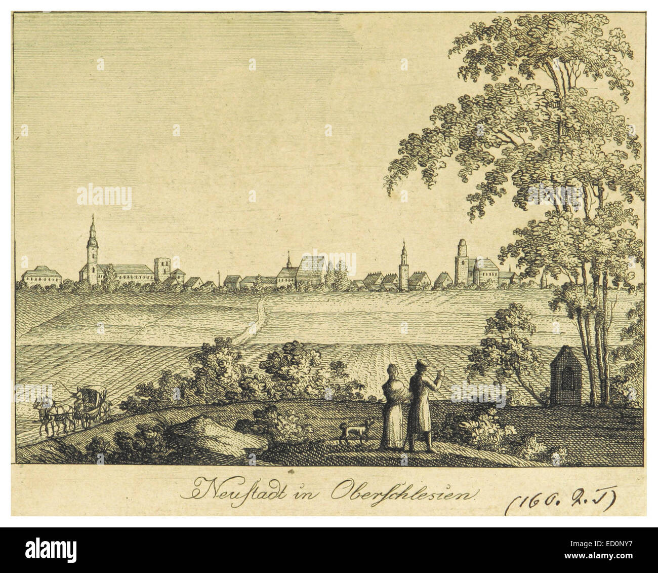 Cette carte de 1819 de Fischer et Stuckart montre Neustadt en haute-Silésie, offrant un aperçu détaillé de l'aménagement et de l'infrastructure de la ville au début du XIXe siècle. Banque D'Images