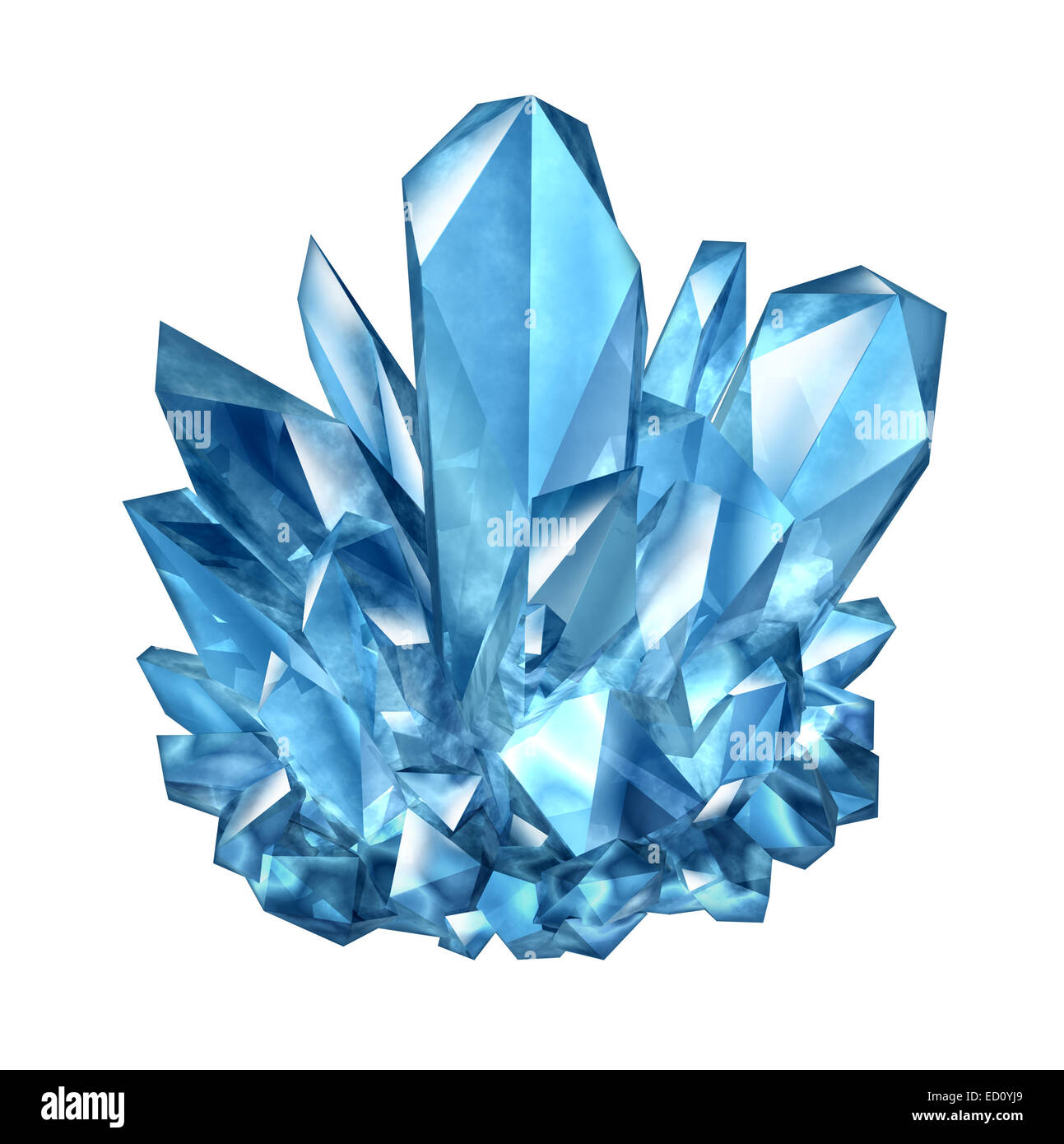En tant qu'un cristal améthyste naturelle comme un joyau minéral illustration tridimensionnelle sur un fond blanc comme une belle pierre précieuse brillante comme un symbole de la géologie et des mines. Banque D'Images