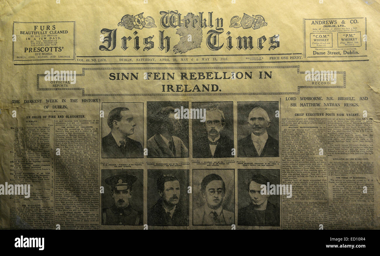 Copie du journal hebdomadaire actualités irlandais Sinn Fein Irlande 1916 rébellion rising lutte pour la liberté, la guerre de libération de libérer l'Irlande RM Banque D'Images