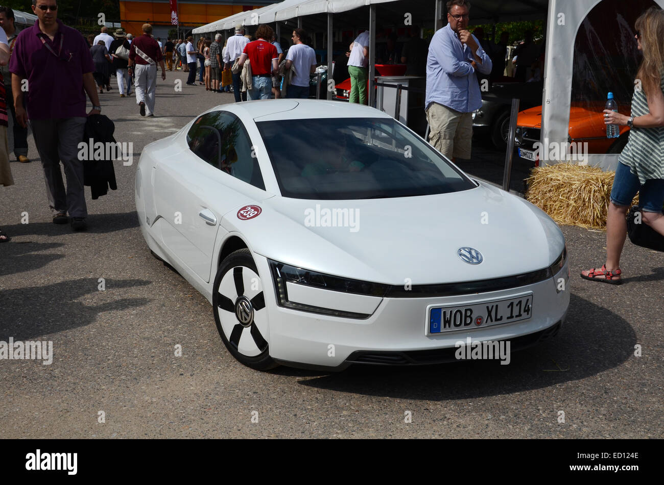 Volkswagen XL1 hybride diesel turbo à Schloss Dyck Classic Days 2014, Allemagne Banque D'Images